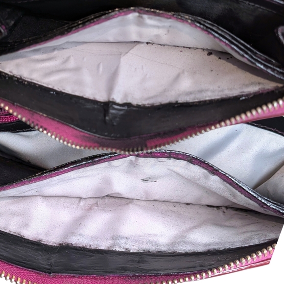 Coach Ashley Op Art Dotted Signature C Zip Around Accordion Wallet Purple Satin - Picture 12 of 16